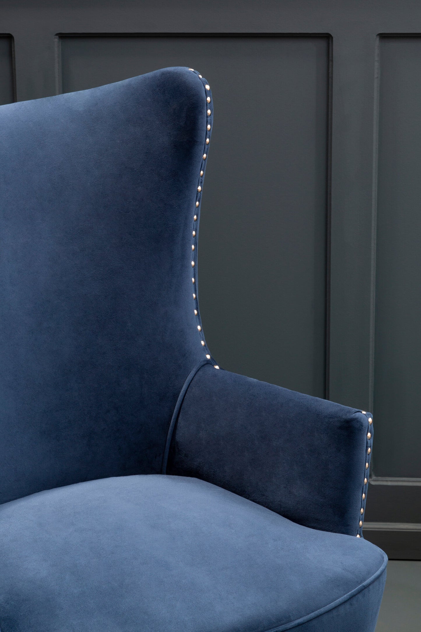 Hadley Blue Velvet Wingback Lounge Chair