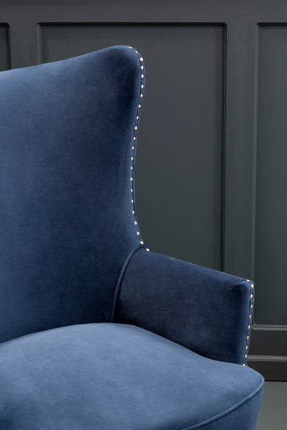 Hadley Blue Velvet Wingback Lounge Chair