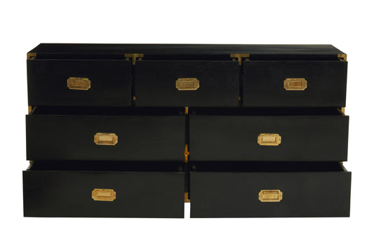Campaign 7 Drawer Black Mango Wood Chest