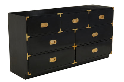 Campaign 7 Drawer Black Mango Wood Chest