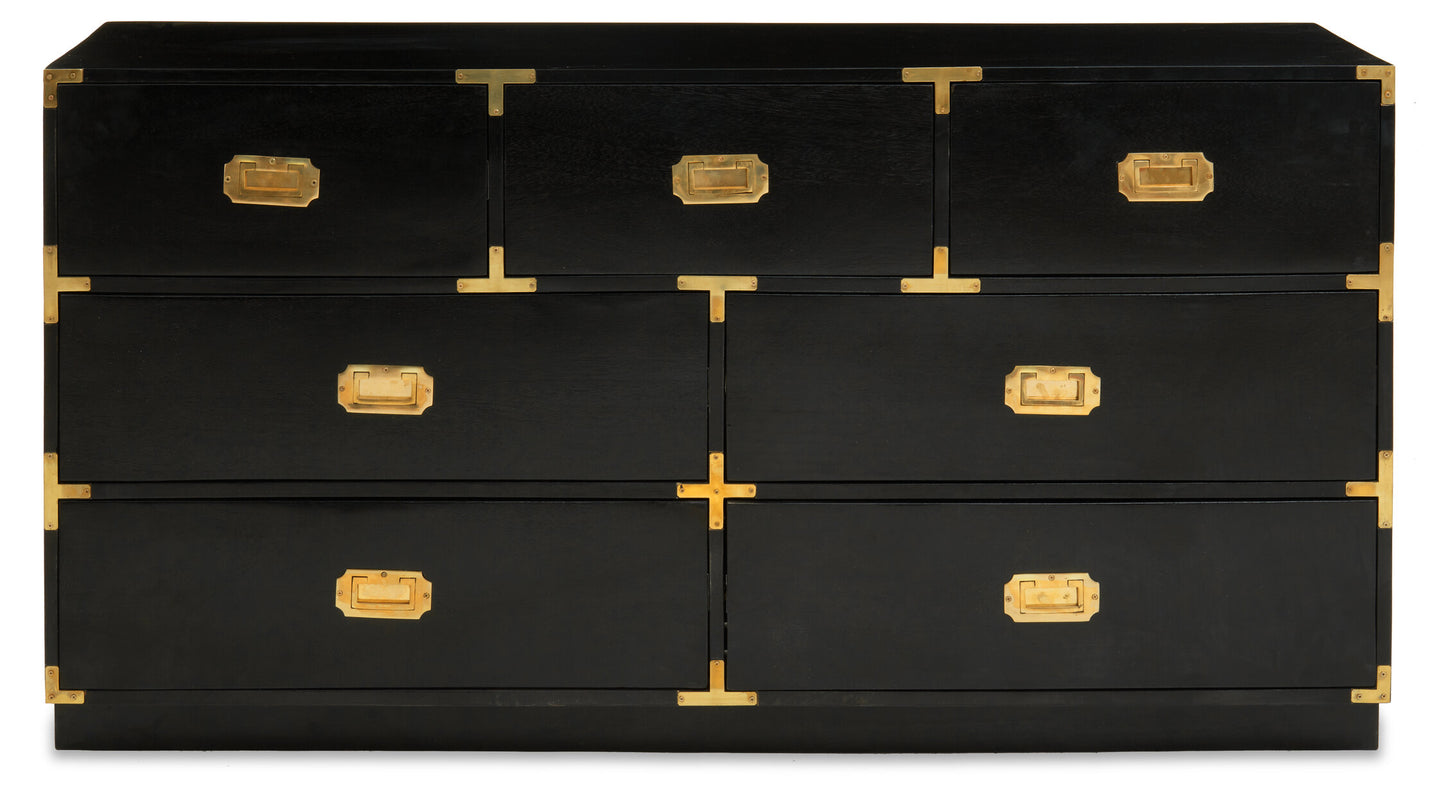 Campaign 7 Drawer Black Mango Wood Chest