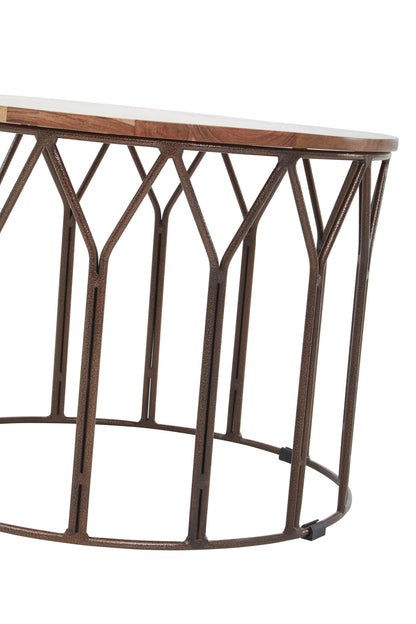 Boho Acacia Wood Round Coffee Table