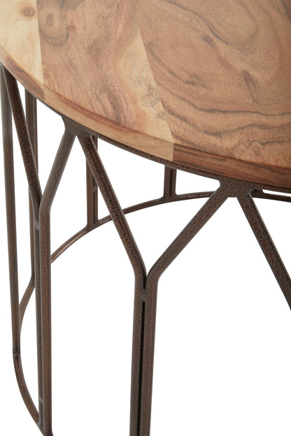 Boho Acacia Wood Round Coffee Table