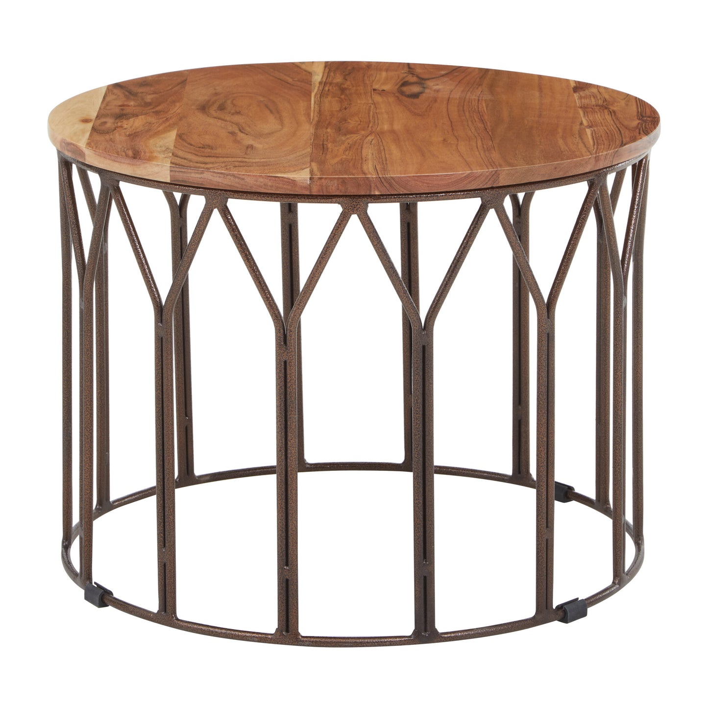Boho Acacia Wood Round Coffee Table