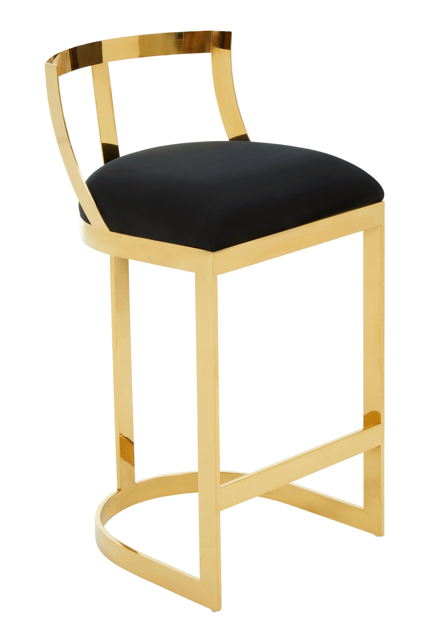 Dahlia Black Velvet Bar Stool