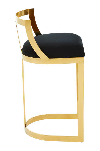 Dahlia Black Velvet Bar Stool