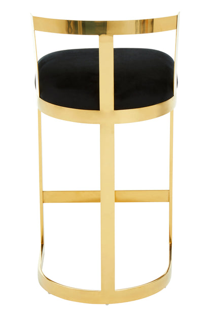 Dahlia Black Velvet Bar Stool