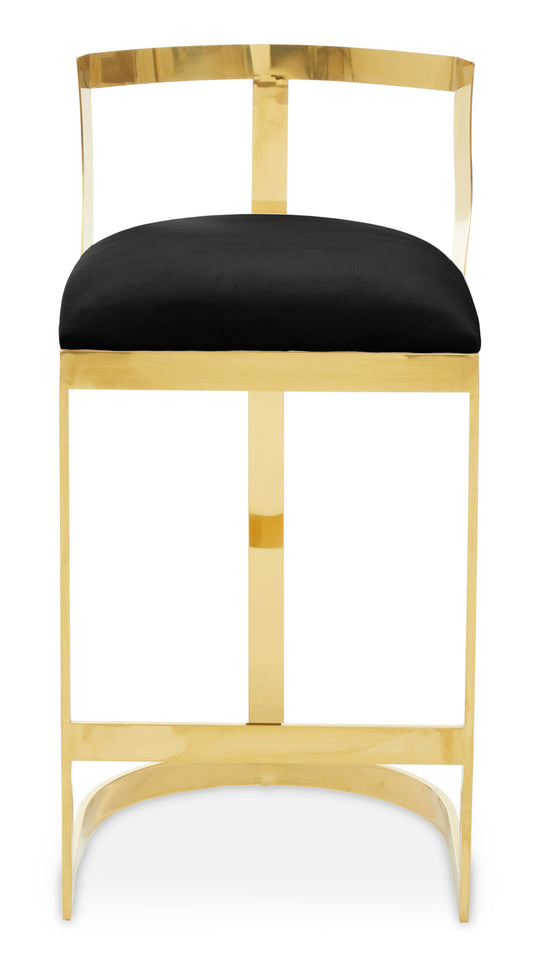 Dahlia Black Velvet Bar Stool