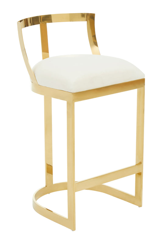Dahlia Ivory Velvet Bar Stool