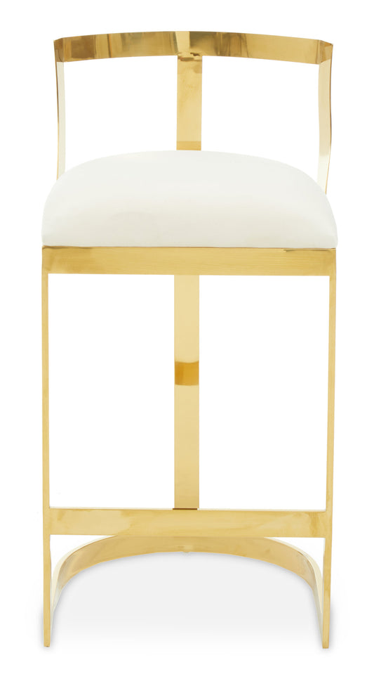 Dahlia Ivory Velvet Bar Stool