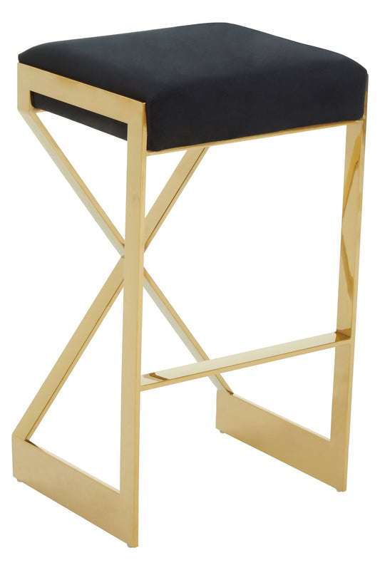 Dahlia Black And Gold Finish Bar Stool