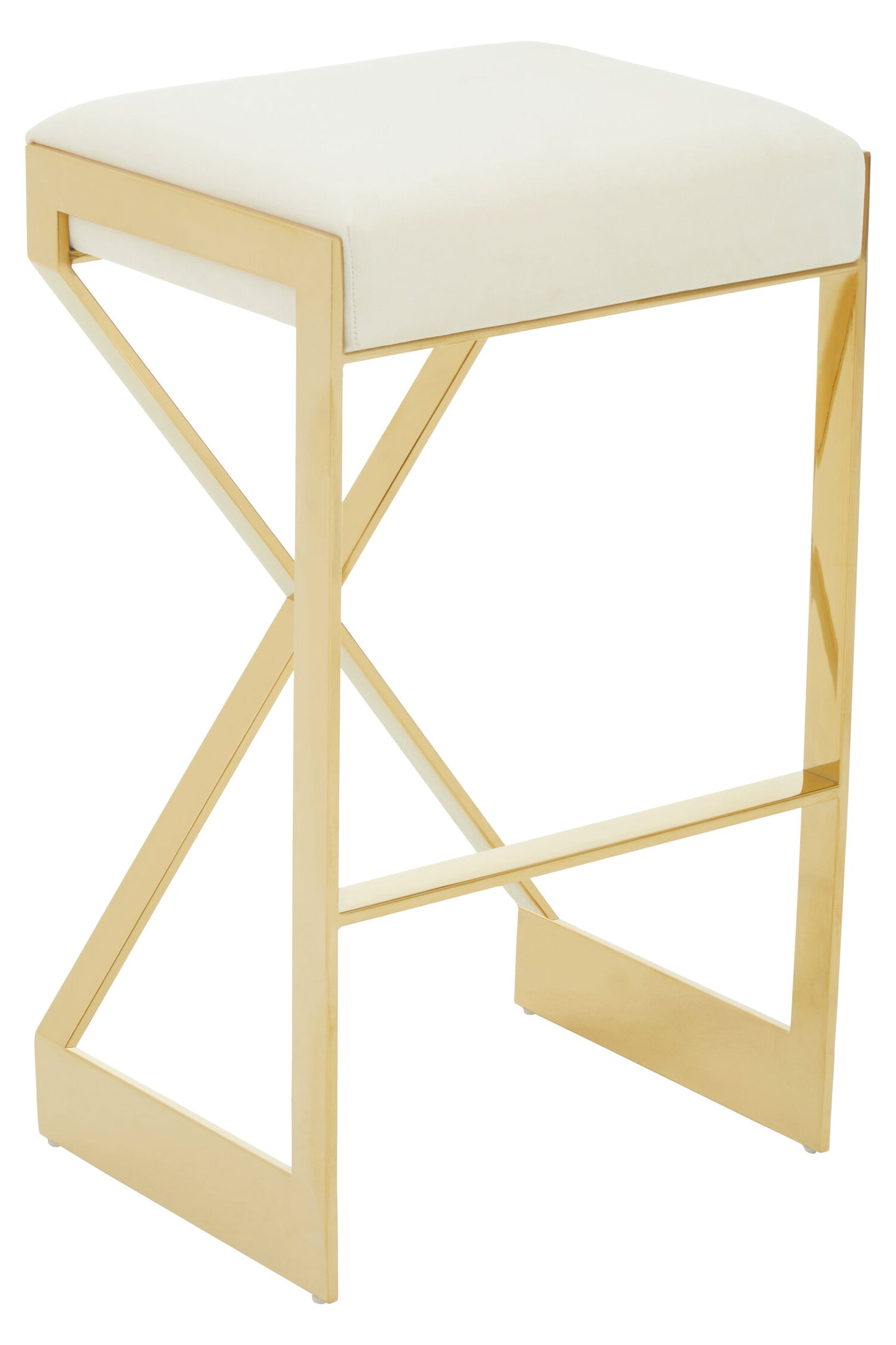 Dahlia Ivory And Gold Finish Bar Stool