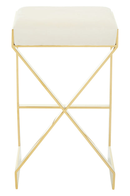 Dahlia Ivory And Gold Finish Bar Stool