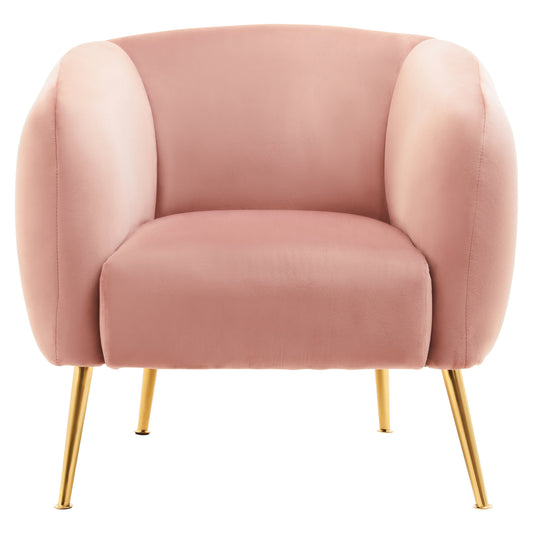 Jasmine Pink Velvet Gold Leg Armchair | Bali & Blue