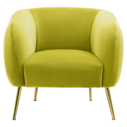 Jasmine Olive Velvet Gold Leg Armchair | Bali & Blue