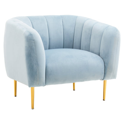 Jasmine Blue Velvet Gold Leg Armchair