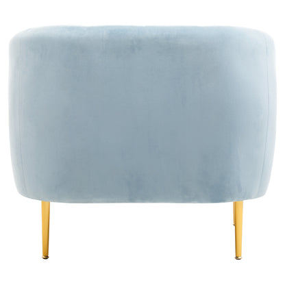 Jasmine Blue Velvet Gold Leg Armchair | Bali & Blue