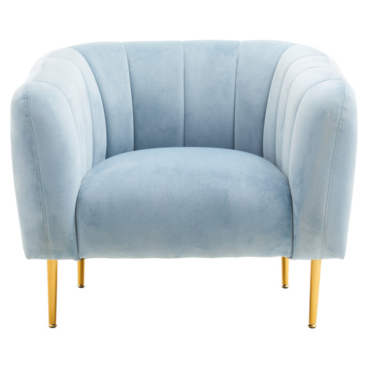 Jasmine Blue Velvet Gold Leg Armchair | Bali & Blue