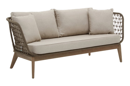 Marcus Grey Woven Rope 3 Seater Sofa with Cushions