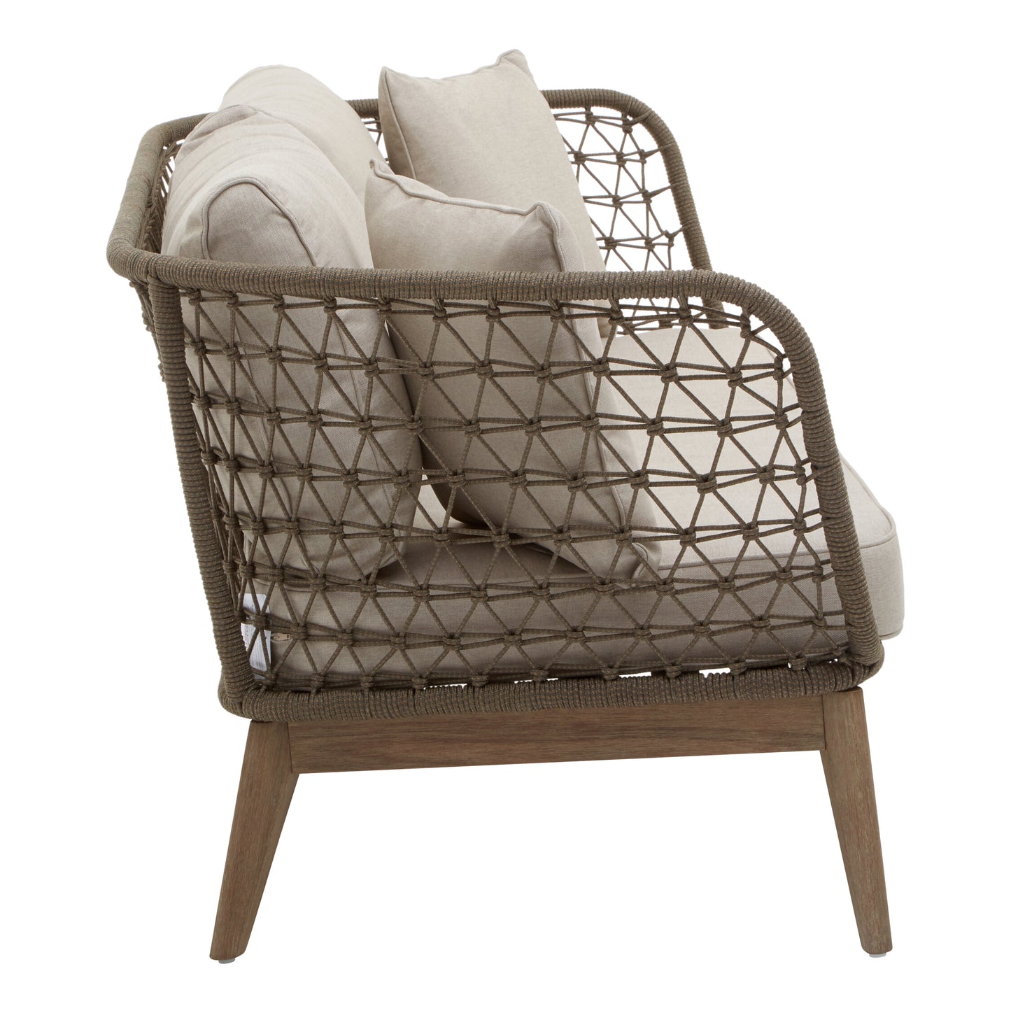 Marcus Grey Woven Rope 3 Seater Sofa with Cushions
