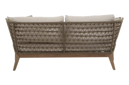 Marcus Grey Woven Rope 3 Seater Sofa with Cushions