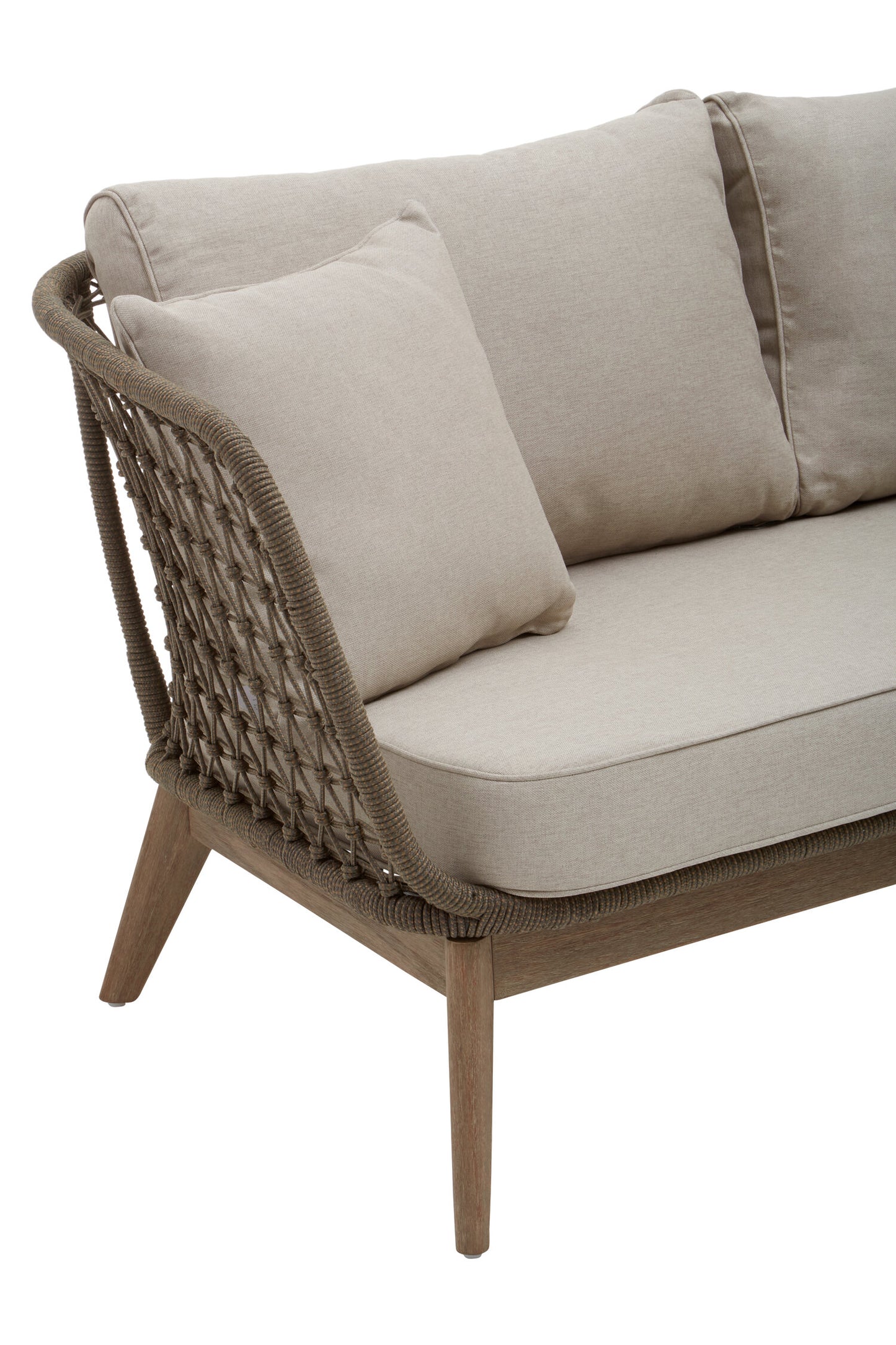 Marcus Grey Woven Rope 3 Seater Sofa with Cushions