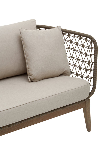 Marcus Grey Woven Rope 3 Seater Sofa with Cushions
