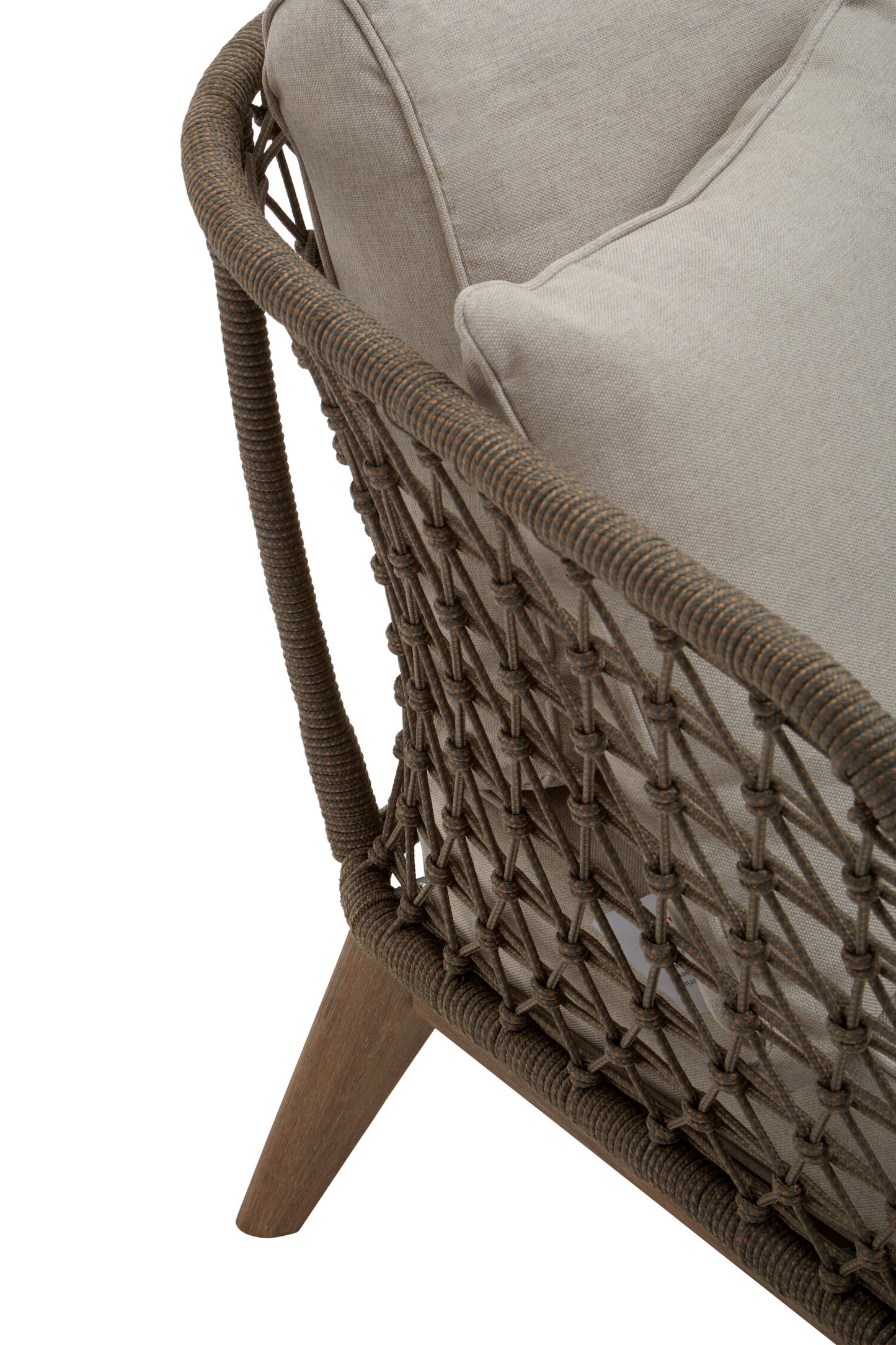 Marcus Grey Woven Rope 3 Seater Sofa with Cushions