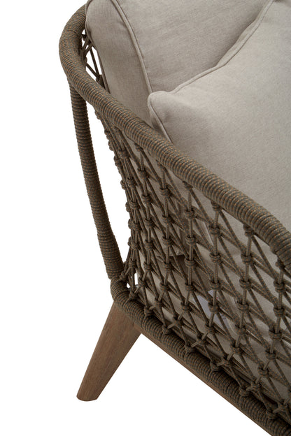 Marcus Grey Woven Rope 3 Seater Sofa with Cushions