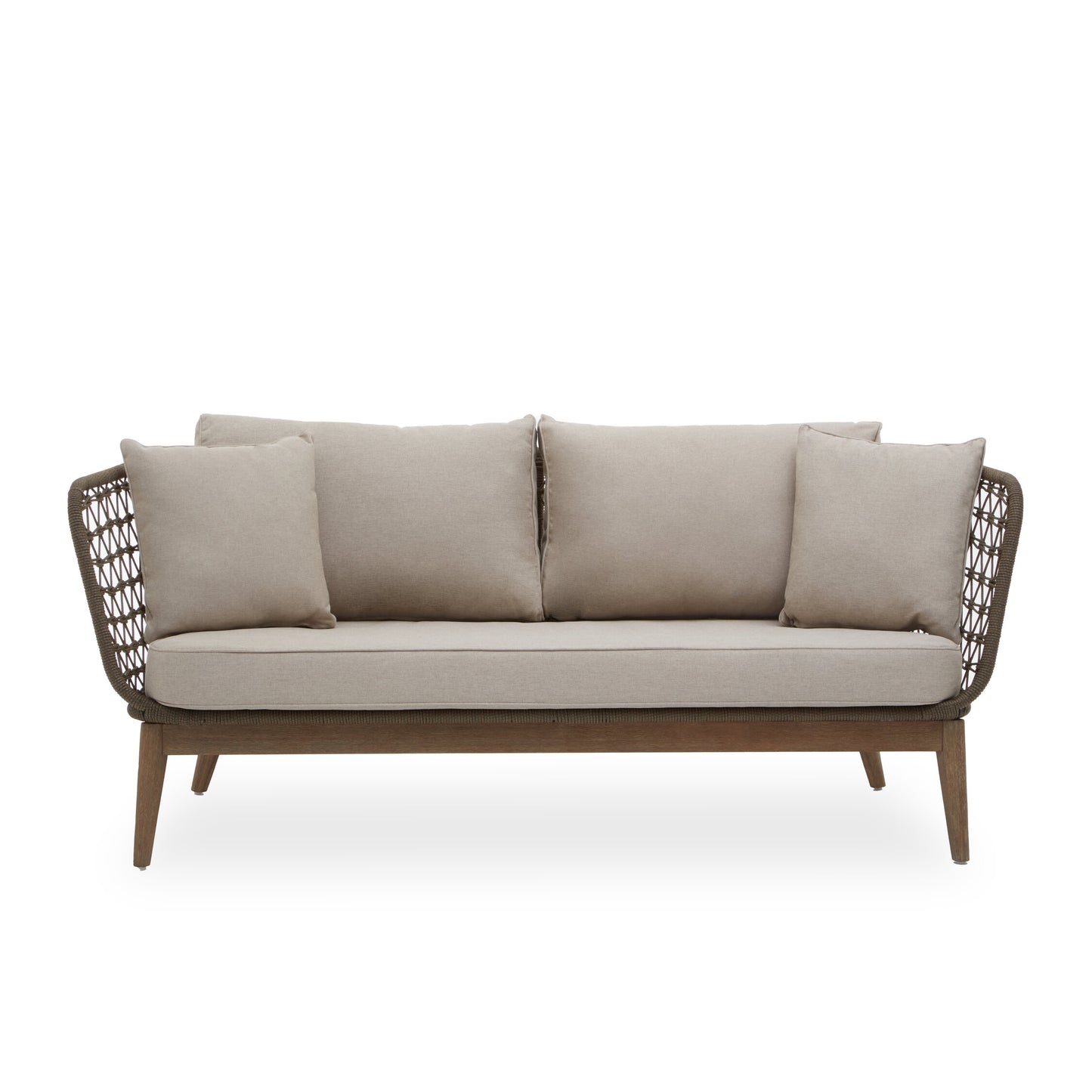 Marcus Grey Woven Rope 3 Seater Sofa with Cushions