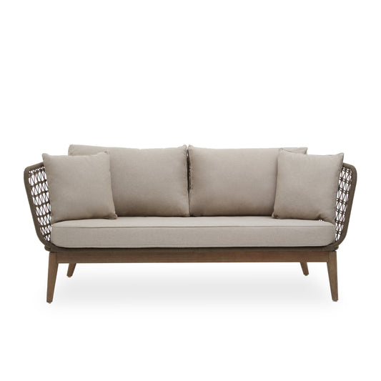 Marcus Grey Woven Rope 3 Seater Sofa with Cushions
