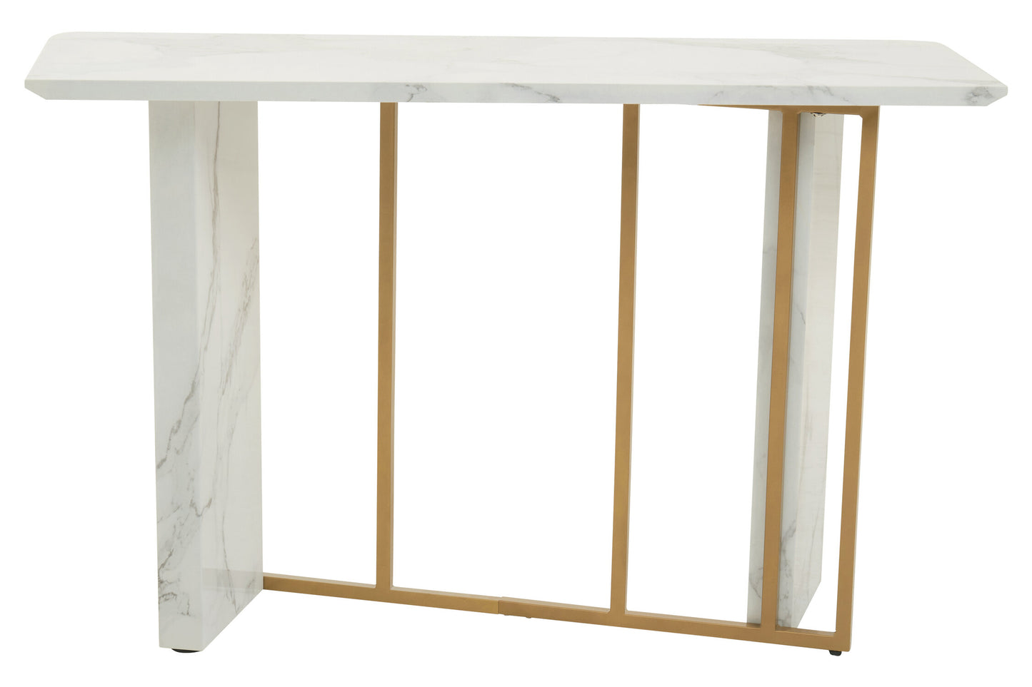 Santorini White Marble Effect Gold Console Table