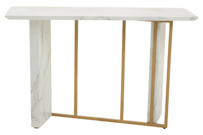 Santorini White Marble Effect Gold Console Table