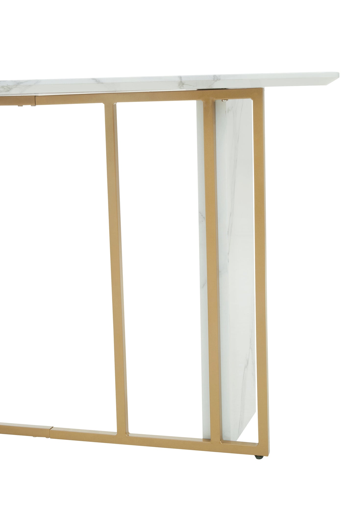 Santorini White Marble Effect Gold Console Table
