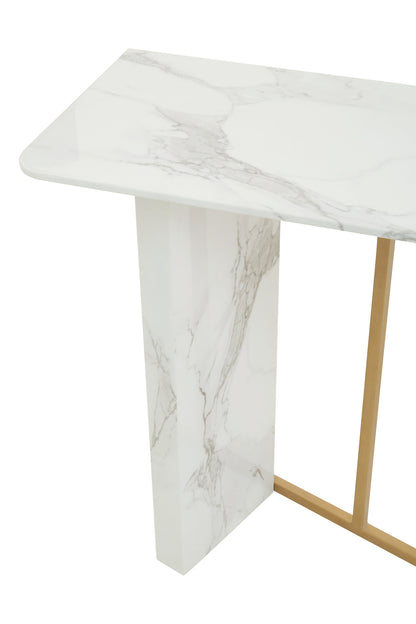 Santorini White Marble Effect Gold Console Table