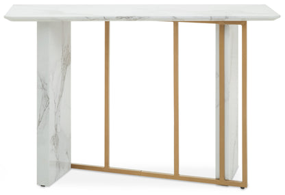 Santorini White Marble Effect Gold Console Table | Bali & Blue