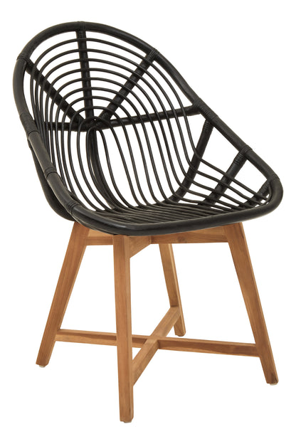 Koh Lanta Black Natural Rattan And Teak Accent Chair