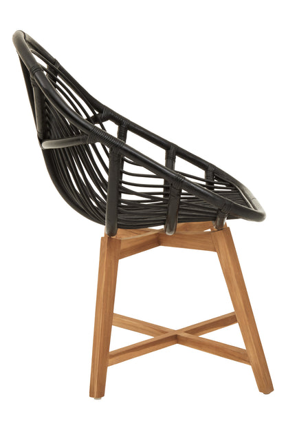 Koh Lanta Black Natural Rattan And Teak Accent Chair