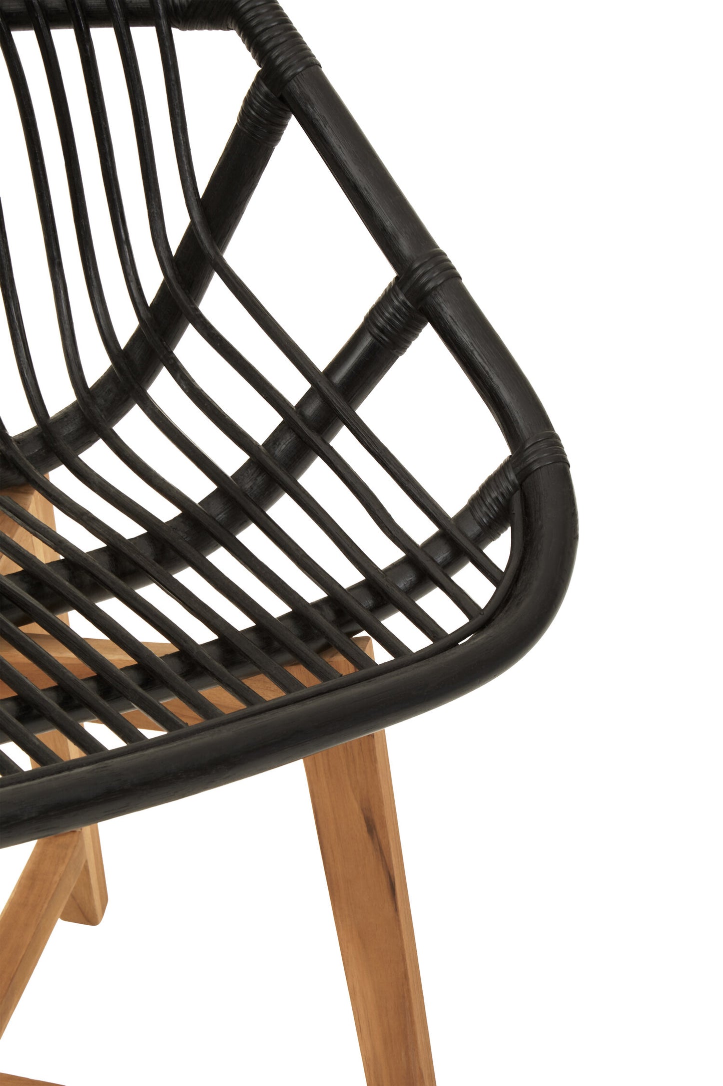 Koh Lanta Black Natural Rattan And Teak Accent Chair