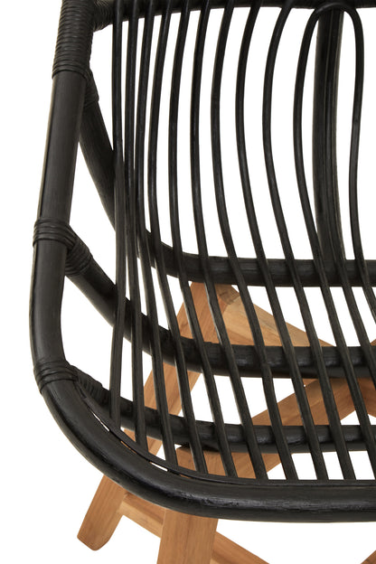 Koh Lanta Black Natural Rattan And Teak Accent Chair