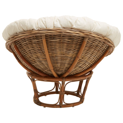 Koh Lanta Round Kubu Rattan Papasan Chair with Cream Cushion