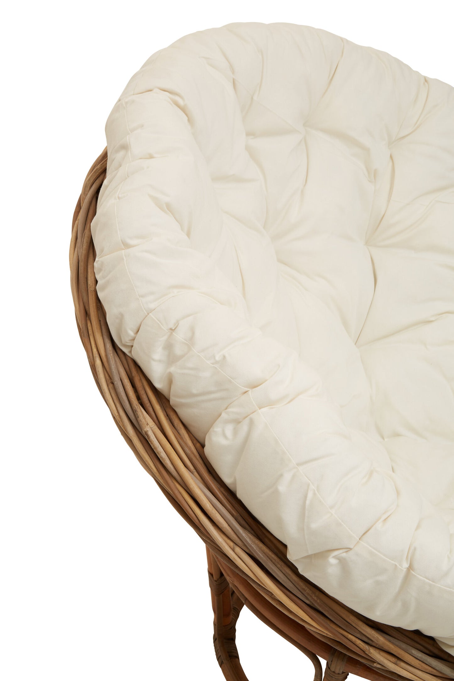 Koh Lanta Round Kubu Rattan Papasan Chair with Cream Cushion