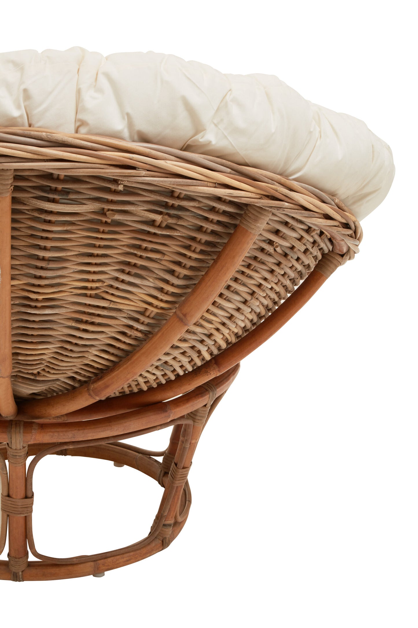Koh Lanta Round Kubu Rattan Papasan Chair with Cream Cushion