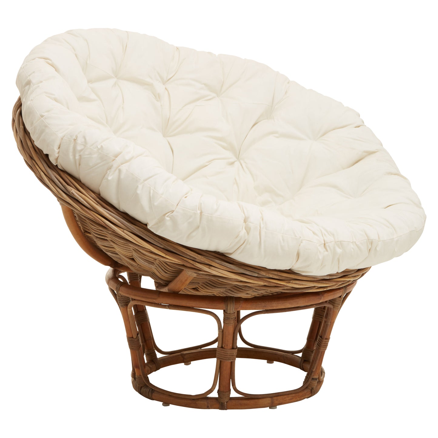 Koh Lanta Round Kubu Rattan Papasan Chair with Cream Cushion
