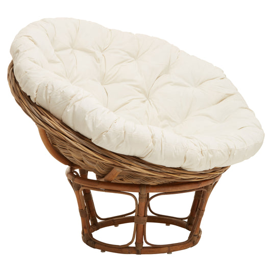 Koh Lanta Round Kubu Rattan Papasan Chair with Cream Cushion