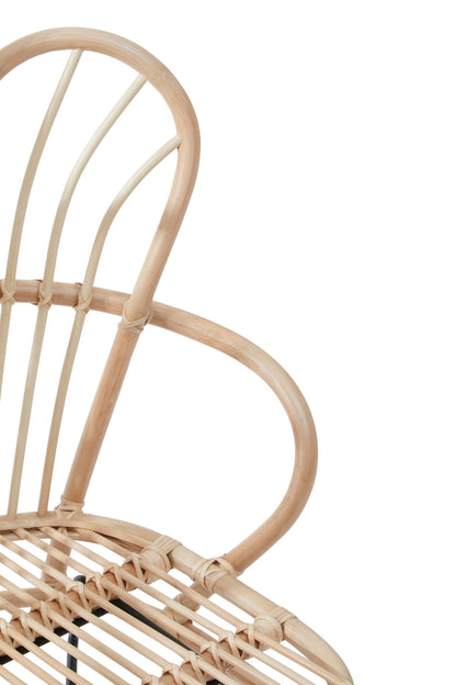Tropic Natural Rattan And Black Metal Scalloped Back Armchair