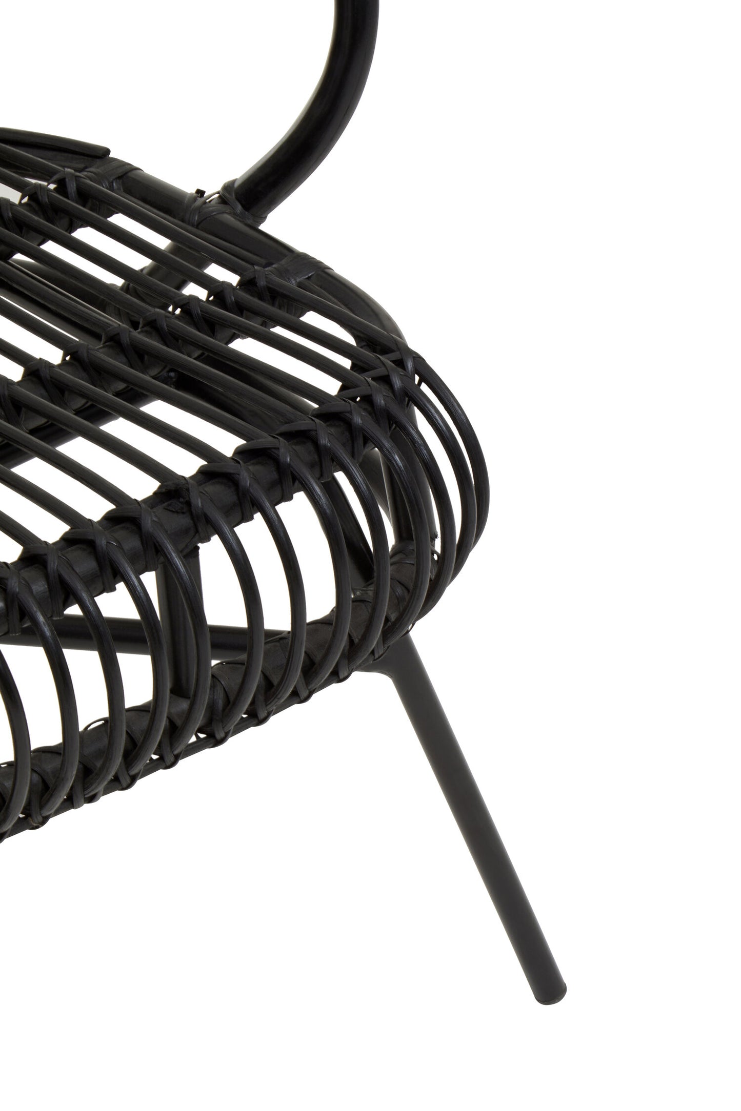 Tropic Black Natural Rattan And Black Metal Scalloped Back Chair
