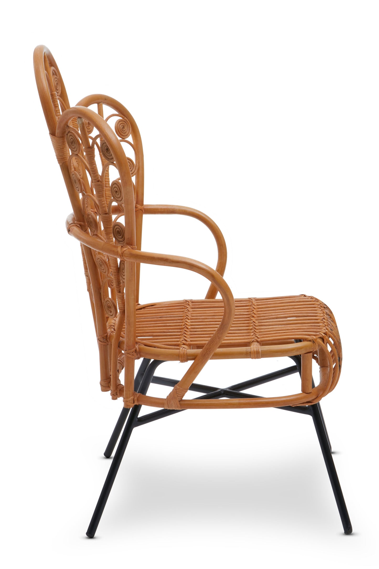 Tropic Natural Rattan Boho Scalloped Back Armchair