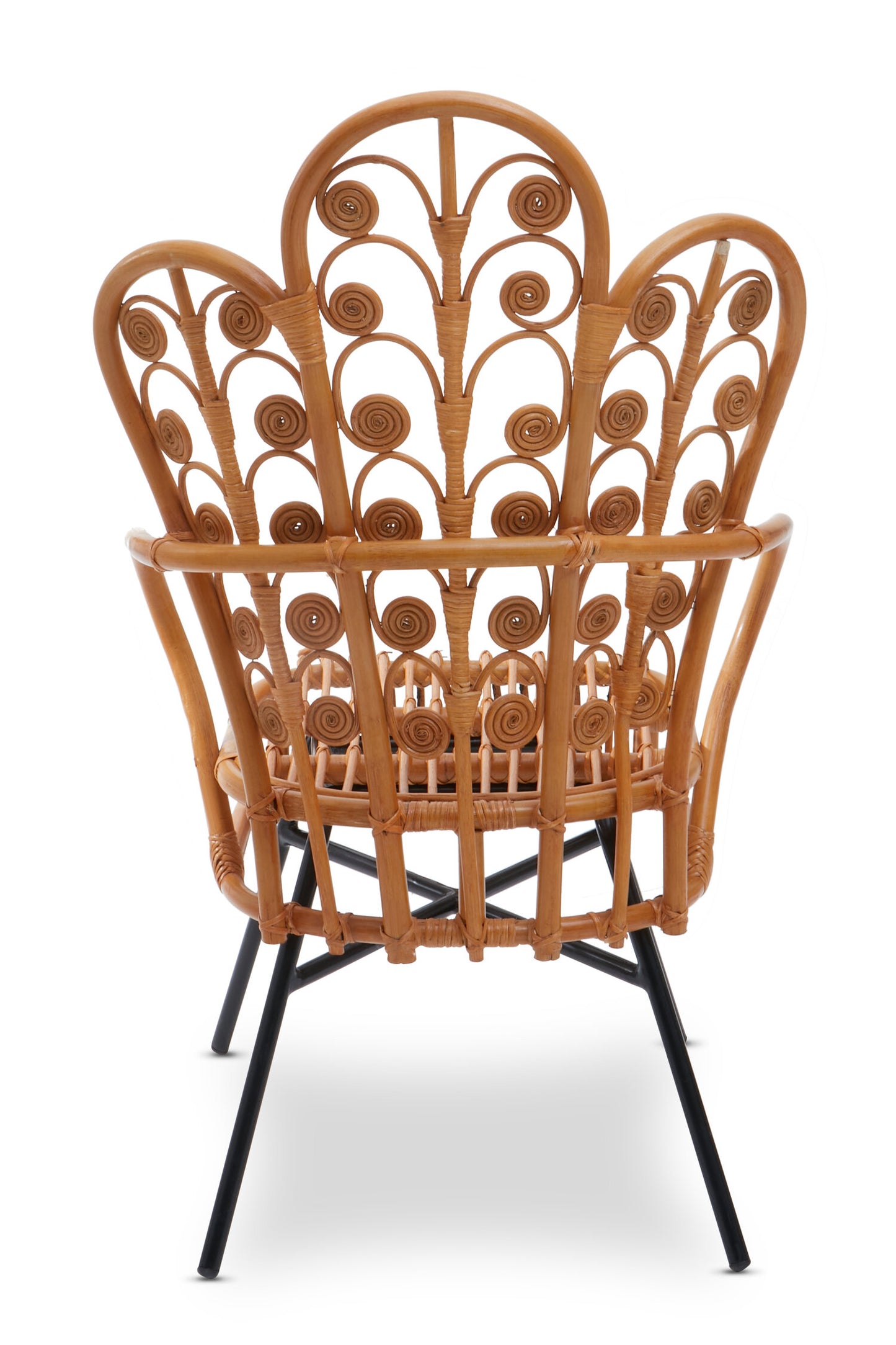 Tropic Natural Rattan Boho Scalloped Back Armchair