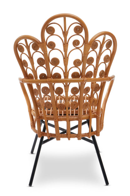 Tropic Natural Rattan Boho Scalloped Back Armchair